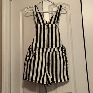 Black & White Striped Overalls